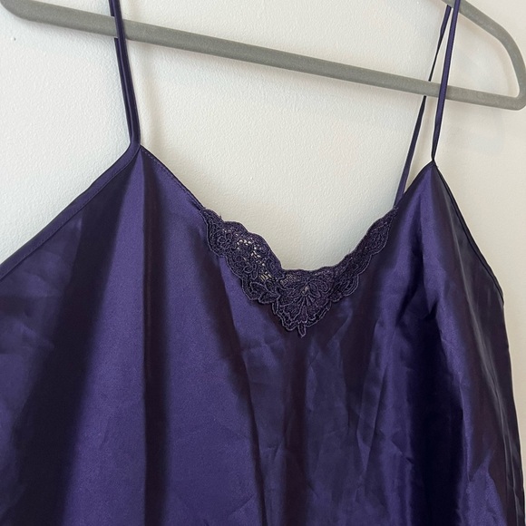Vintage Sentiments Purple Satin Slip Dress women’s size large Lace Trim Y2K - Picture 4 of 10